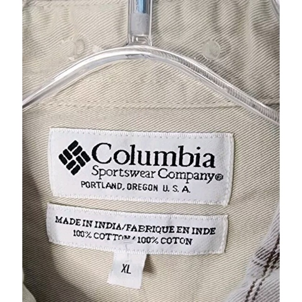 Columbia Sportswear Men's Shirt XL L/S Button Down Tan Plaid Check‎ 100% Cotton - Picture 3 of 11
